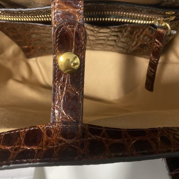 Little Liffner Tulip Croc-Embossed Leather Tote small - Cognac - Picture 8 of 11